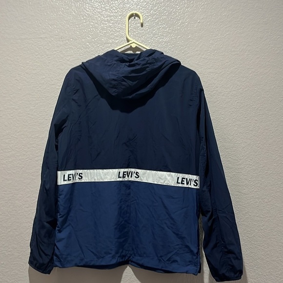 Levi’s Windbreaker Jacket Men’s S 1/2 Zip Pullover Blue White Water Resistant - Picture 8 of 14